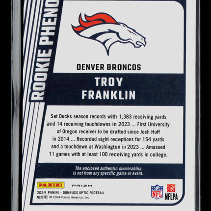 2024 Panini Donruss Optic Troy Franklin #RPB-TFN Blue Rookie RC Patch