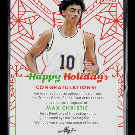 2023 Leaf Happy Holidays Max Christie #BA-MC2 Auto