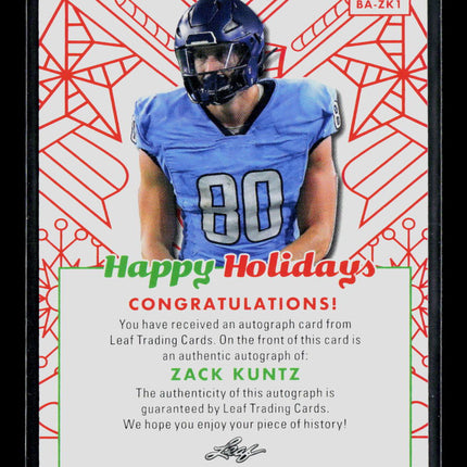 2023 Leaf Happy Holidays Zack Kuntz #BA-ZK1 Auto