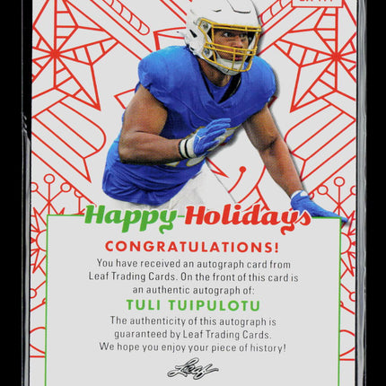 2023 Leaf Happy Holidays Tuli Tuipulotu #BA-TT1 Auto