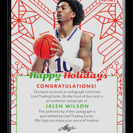 2023 Leaf Happy Holidays Jalen Wilson #BA-JW2 Auto
