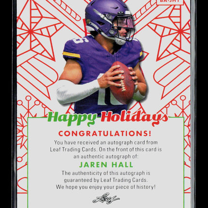 2023 Leaf Happy Holidays Jaren Hall #BA-JH1 Auto