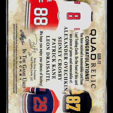 2023 Leaf  Patrick Kane Alexander Ovechkin #QDR-11 Printing Plate 1/1