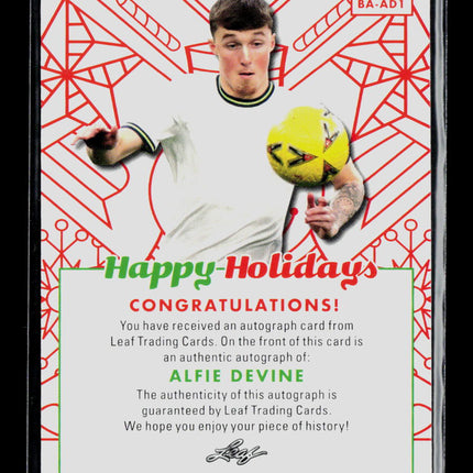 2023 Leaf Happy Holidays Alfie Devine #BA-AD1 Auto