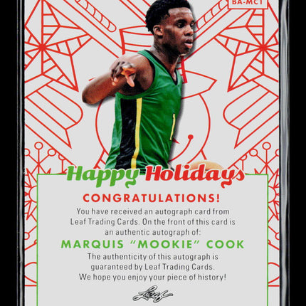 2023 Leaf Happy Holidays Mookie Cook Marquis Cook #BA-MC1 Auto