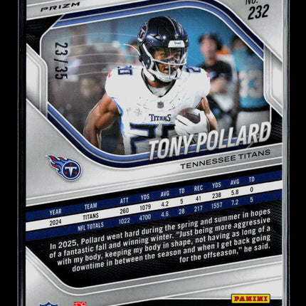 2025 Panini Prizm Football Tony Pollard #232 23/35