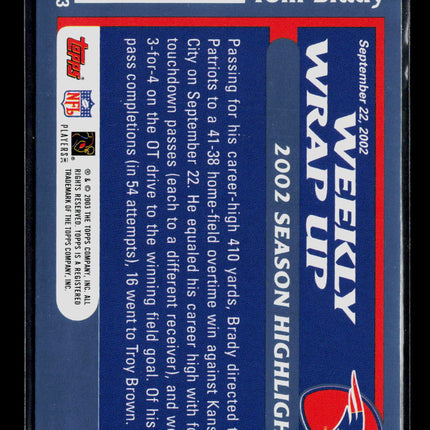 2003 Topps Tom Brady #293