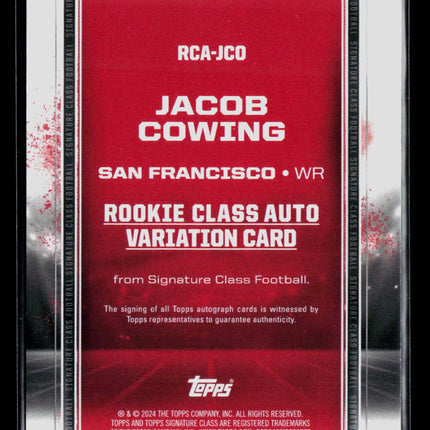2024 Topps Signature Class Football Jacob Cowing #RCA-JCO 100/225 Auto