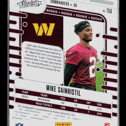 2024 Panini Absolute Football Mike Sainristil #150 RC Auto