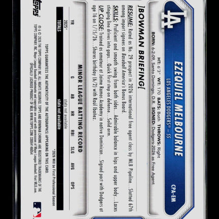 2026 Bowman Chrome Ezequiel Melbourne #CPA-EM Auto