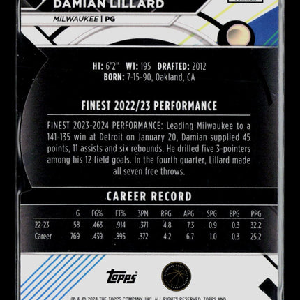 2024 Topps Finest Damian Lillard #18 02/74
