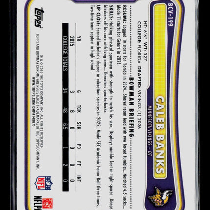 2026 Topps Bowman Chrome Caleb Banks Speckle #BCV-199 RC