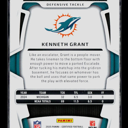 2025 Panini Certified Kenneth Grant #174 RC 365/499