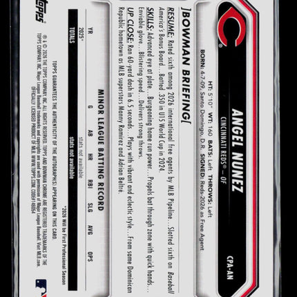 2026 Bowman Chrome Angel Nunez #CPA-AN Blue 077/150 Auto