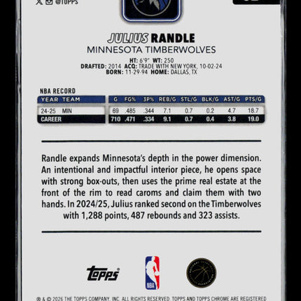 2026 Topps Chrome Julius Randle #52 Green 48/99