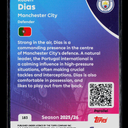 2025 Topps Premier League Rúben Dias #183 Green 34/50