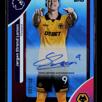 2025 Topps Premier League Jørgen Strand Larsen #AC-JSL Blue 007/150 Auto
