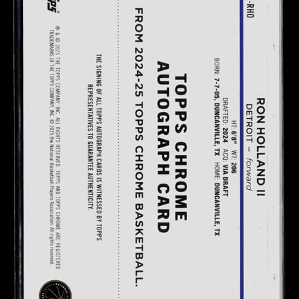 2025 Topps Chrome Basketball Ron Holland II #TCA-RHO RC Auto