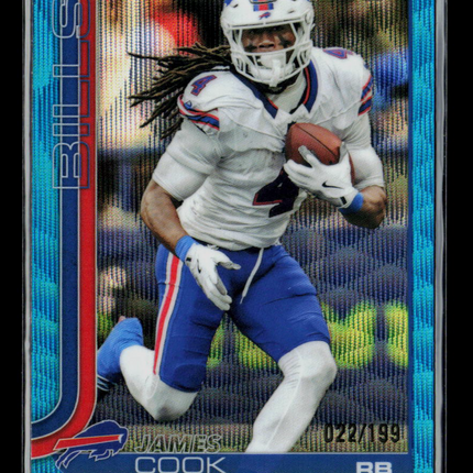 2025 Topps Chrome James Cook #35 Blue Wave Refractor 022/199