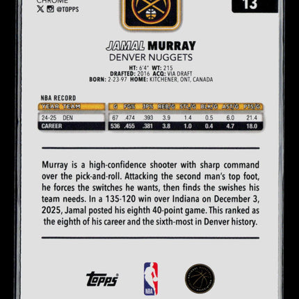 2026 Topps Chrome Jamal Murray #13 Variation