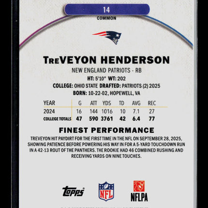 2025 Topps Finest TreVeyon Henderson #14 227/325 RC