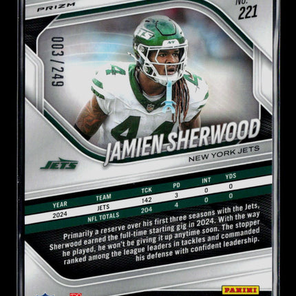 2025 Panini Prizm Football Jamien Sherwood #221 Orange /249