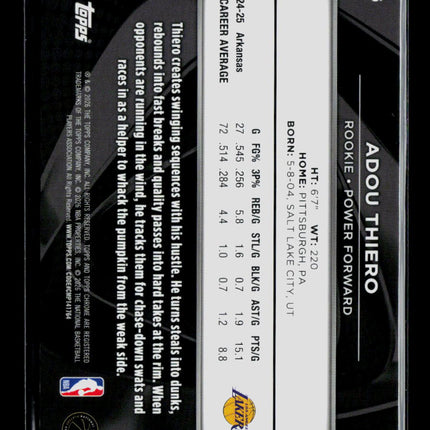 2026 Topps Chrome Black Adou Thiero #136 Blue RC /150