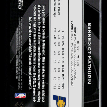 2026 Topps Chrome Black Bennedict Mathurin #8 Gold 02/50