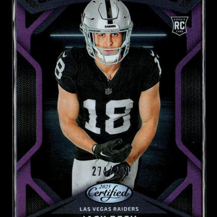 2025 Panini Certified Football Jack Bech #CRK-JBH Purple RC /299