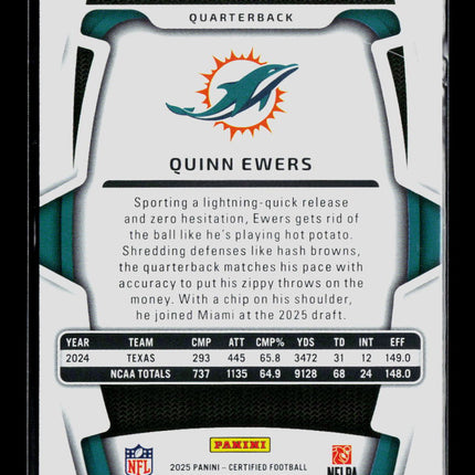 2025 Panini Certified Football Quinn Ewers #111 380/399 RC