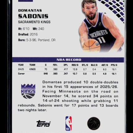 2026 Topps Pristine Domantas Sabonis #76