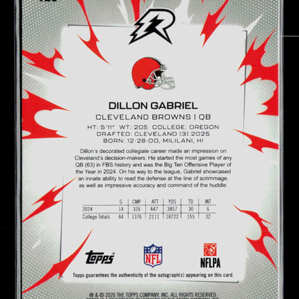 2026 Topps Rip Dillon Gabriel #123 RC Auto