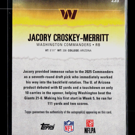 2025 Topps Signature Class Jacory Croskey-Merritt #235 RC Auto