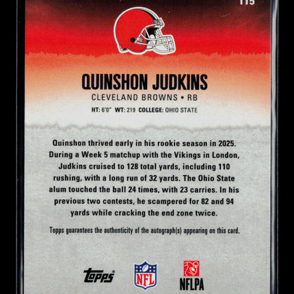 2025 Topps Signature Class Quinshon Judkins #115 RC Auto