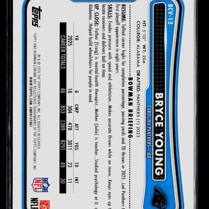 2025 Bowman Chrome Bryce Young #BCV-13 Green Reptilian /99