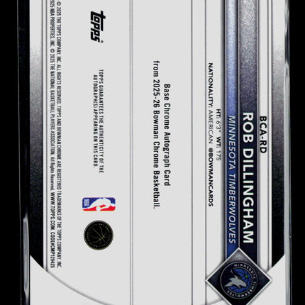 2025 Bowman Chrome Basketball Rob Dillingham #BCA-RD 054/299 Auto