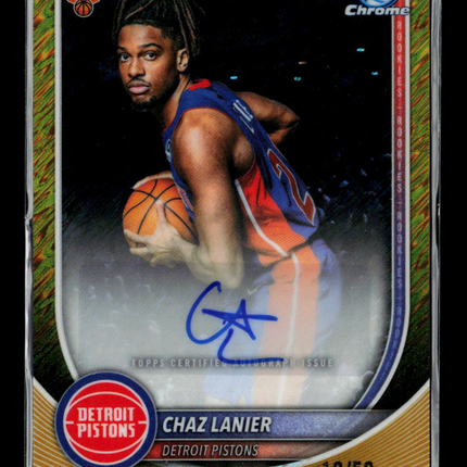 2025 Topps Bowman Chrome Basketball Chaz Lanier #BCA-CL Gold 10/50 RC Auto