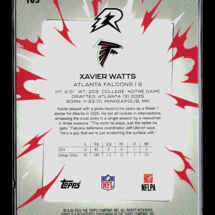 2026 Topps Resurgence Football Xavier Watts #105 RC 269/399