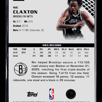 2026 Topps Pristine Nic Claxton #9 /199
