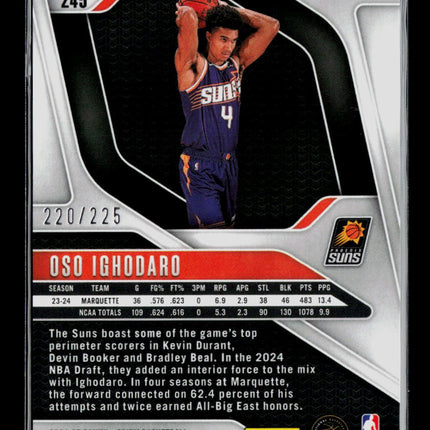 2024 Panini Prizm Basketball Oso Ighodaro #245 Teal Cracked Ice RC 220/225