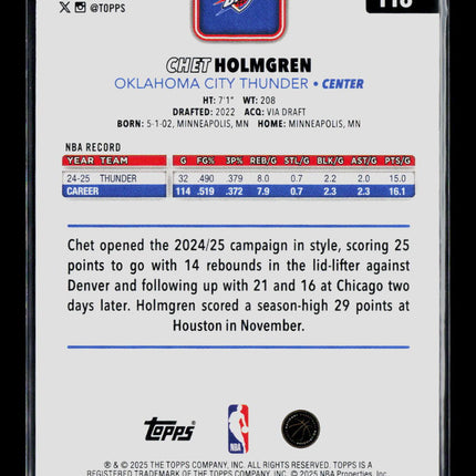 2025 Topps Basketball Chet Holmgren #118 Pink Foil