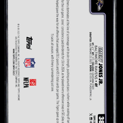 2025 Topps Chrome Emery Jones Jr. #386 23/75 RC