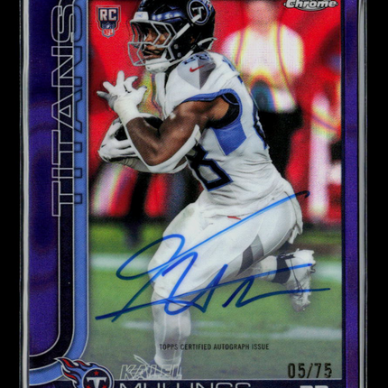 2025 Topps Chrome Football Kalel Mullings #RA-KMU Purple 05/75 RC Auto