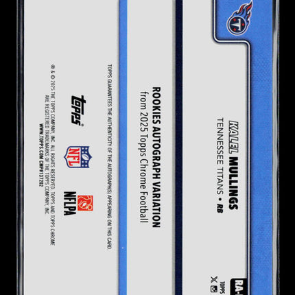 2025 Topps Chrome Football Kalel Mullings #RA-KMU Purple 05/75 RC Auto