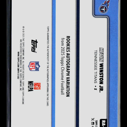 2025 Topps Chrome Kevin Winston Jr. #RA-KW Yellow 083/275 RC Auto