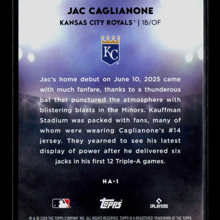 2026 Topps Home Field Advantage Jac Caglianone #HA-1 RC