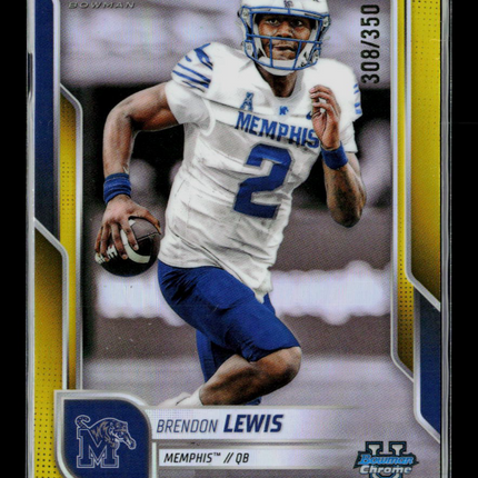 2025 Bowman Chrome University Football Brendon Lewis #46 Yellow 308/350