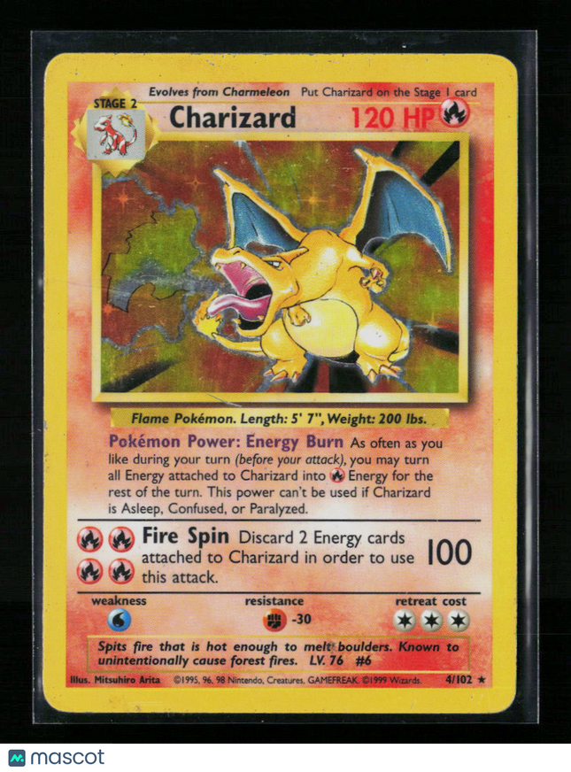 Pokemon 1999 Base Set Charizard #4/102