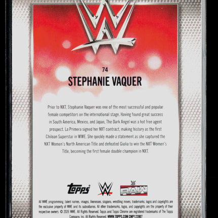 2026 Topps Chrome WWE Stephanie Vaquer #74 Purple Refractor 02/75