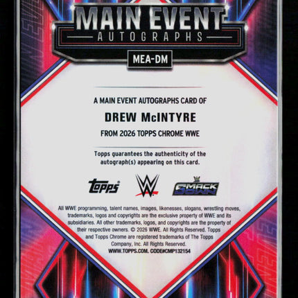 2026 Topps Chrome WWE Drew McIntyre #MEA-DM 08/10 Auto